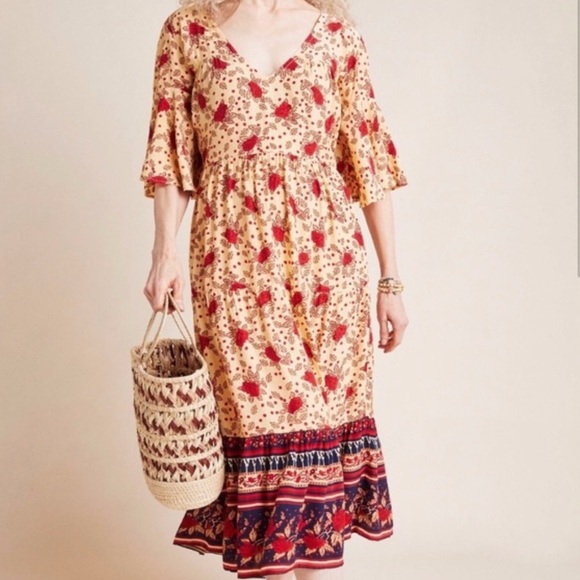 Anthropologie x Faithfull Melia Midi Dress 6 - Picture 1 of 12